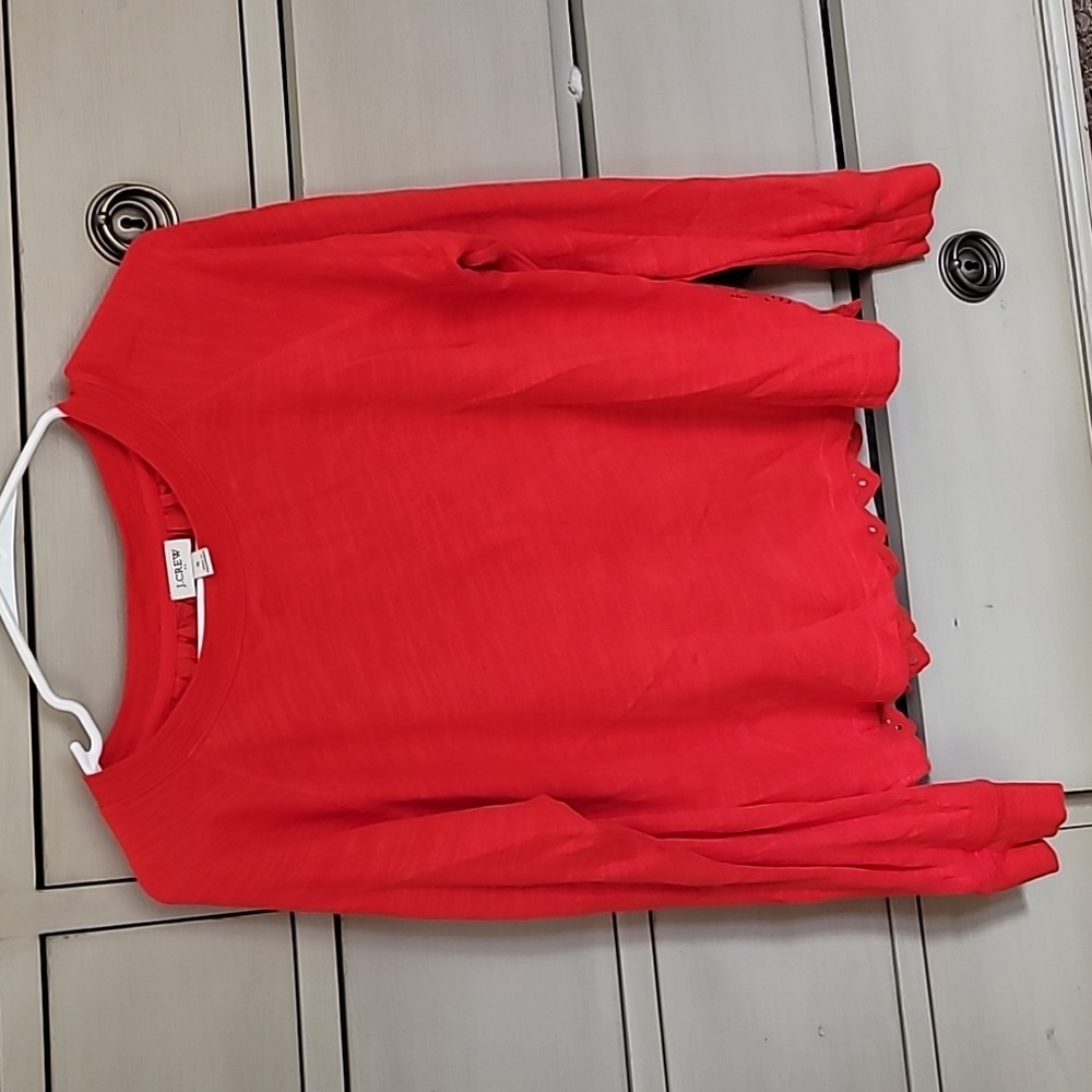 Women's J. CREW red shirt, cotton lace detail on back size S